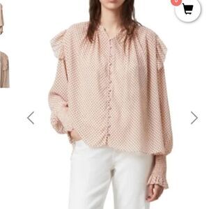 All Saints Pink Polka Dot Blouse